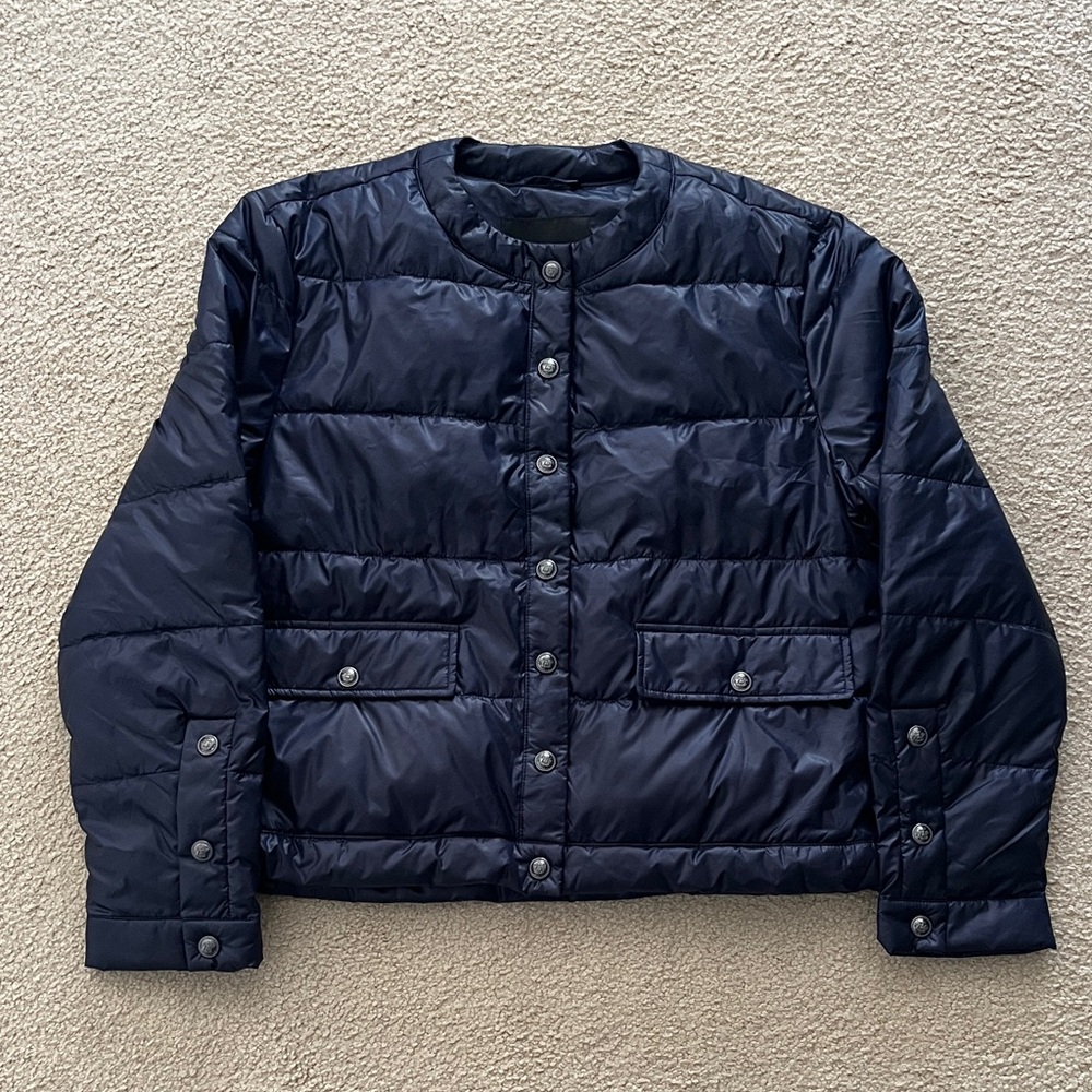 Massimo Dutti Dark Blue Quilted Puffer Jacket